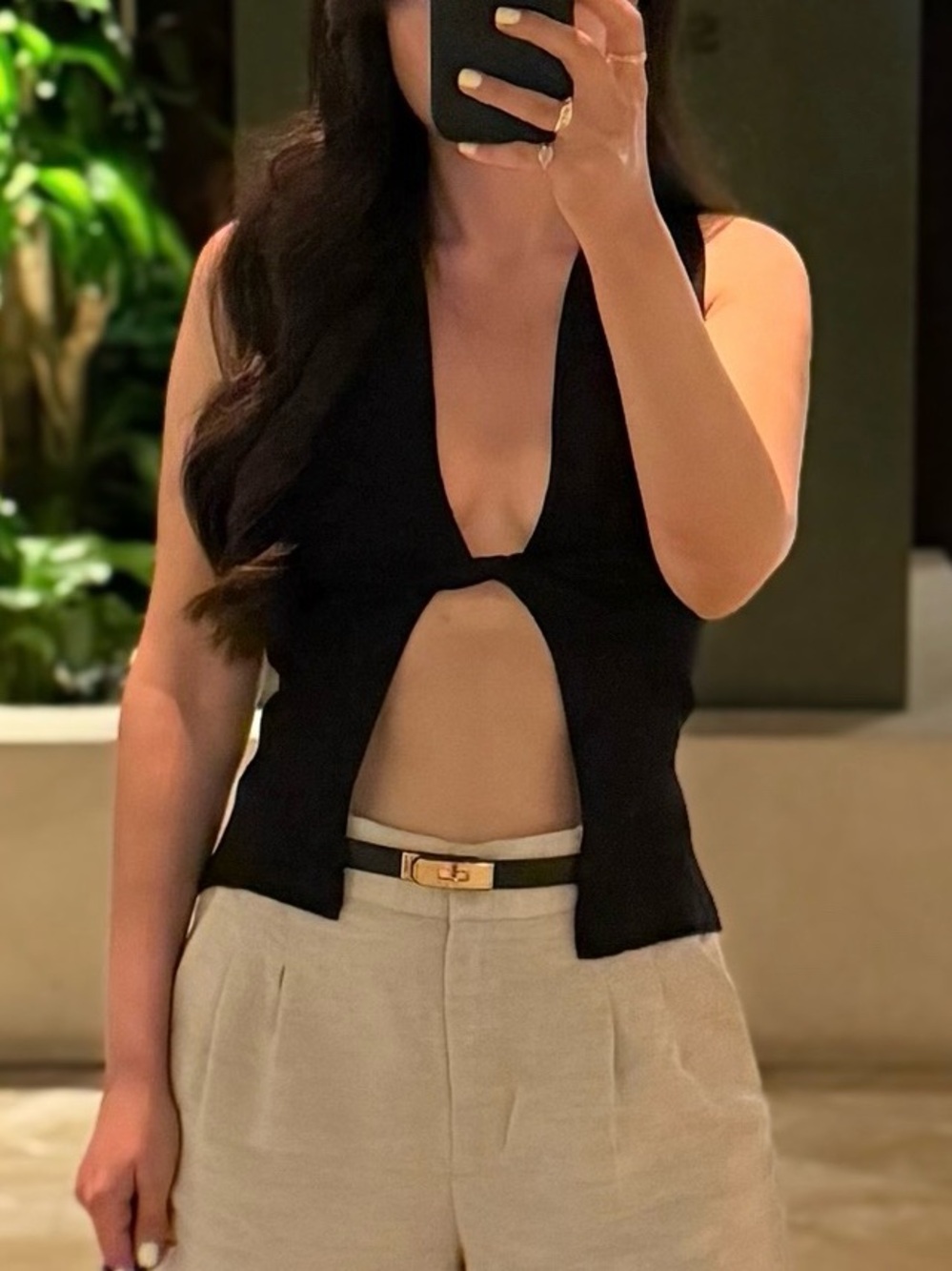 Weworewhat Twist Front Flyaway Tank in Black